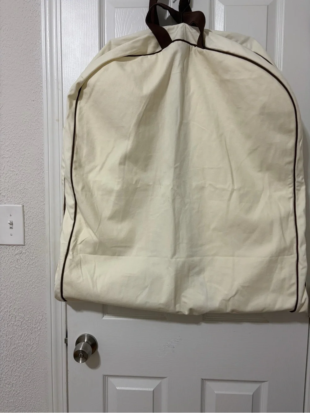 HERMES Travel Creme Storage Garment Bag Dress Cotton Canvas Large Authentic